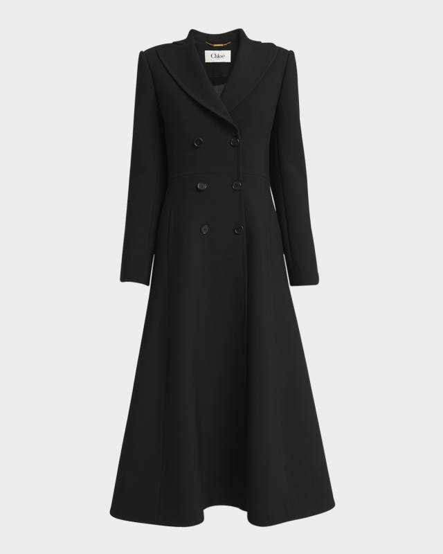 Double-Breasted A-Line Long Coat